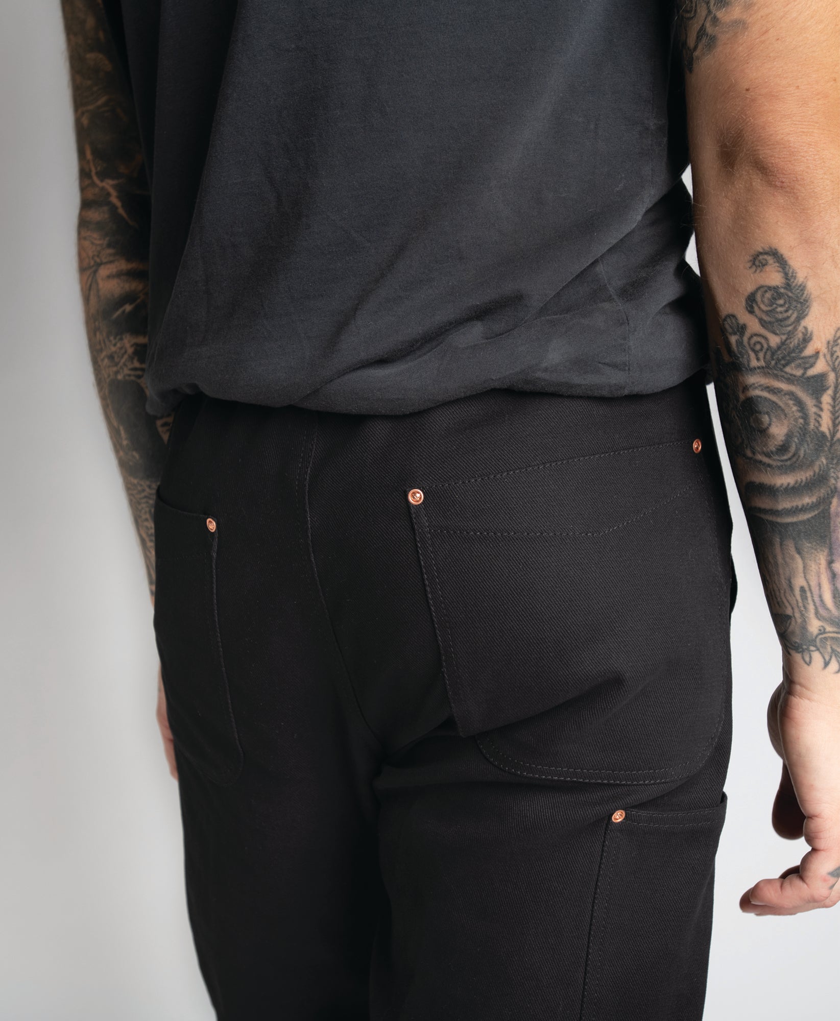 Black Drawstring Bull Denim Pants