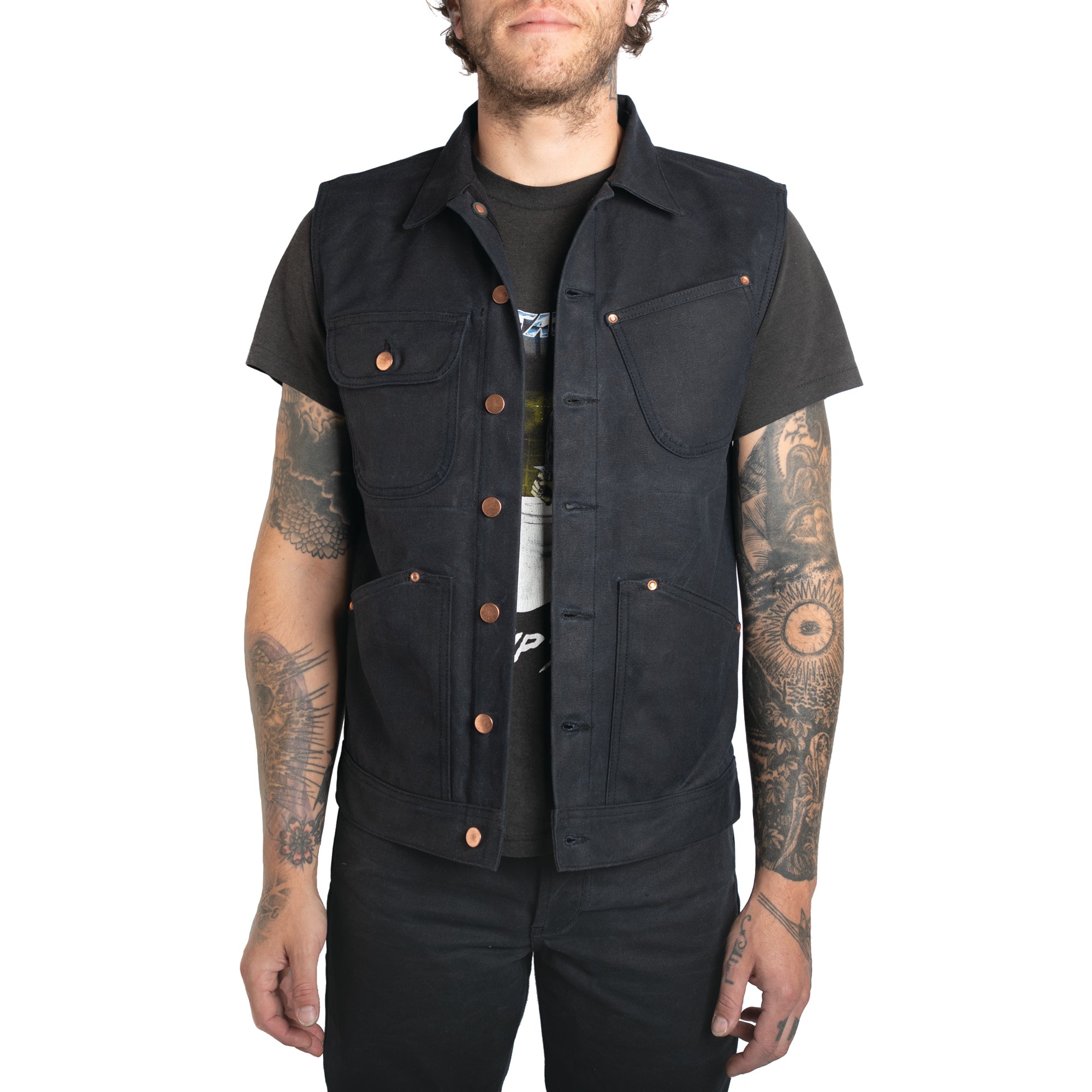 Black Waxed Canvas Vest FINAL SALE - Sidnaw Company