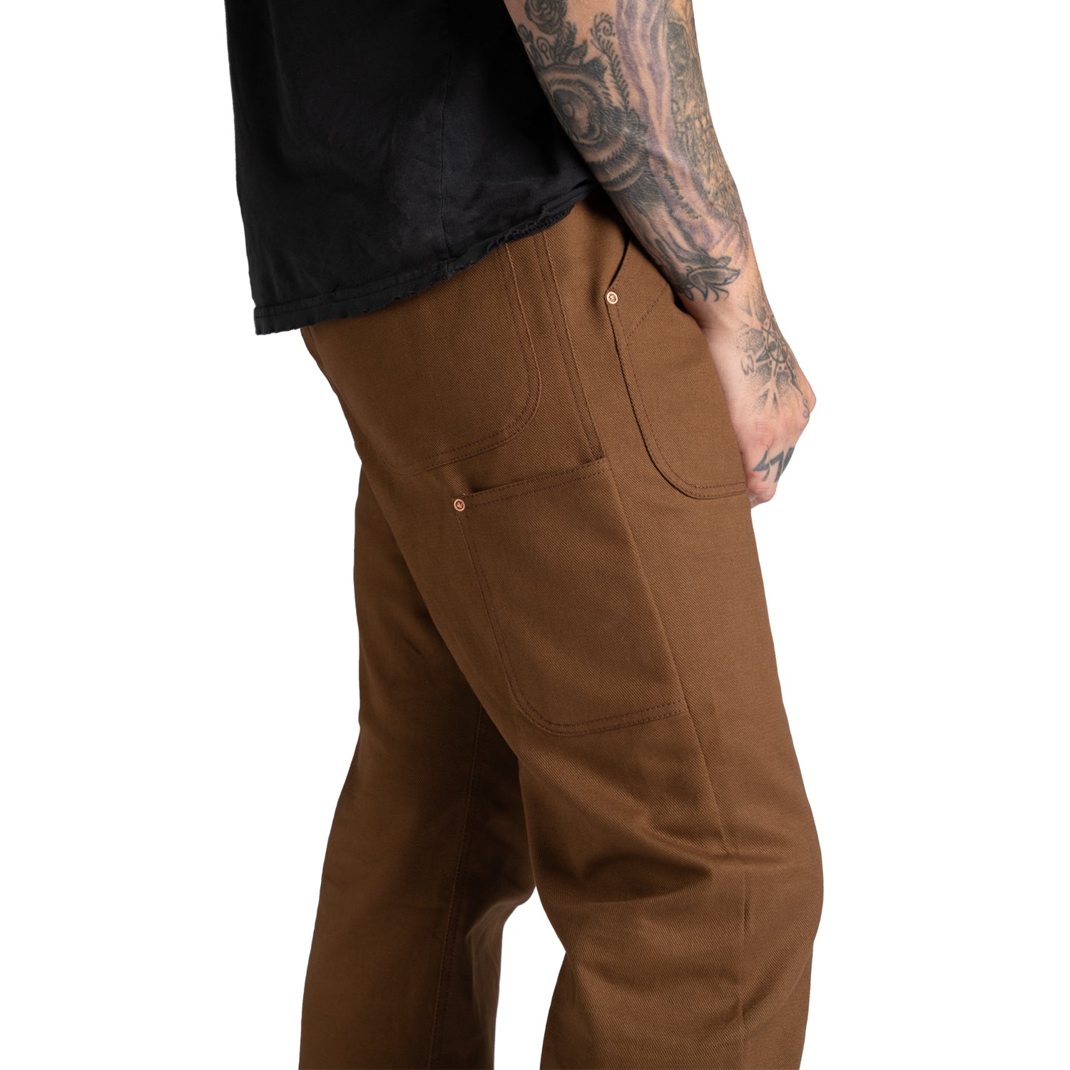 Brown Drawstring Bull Denim Pants