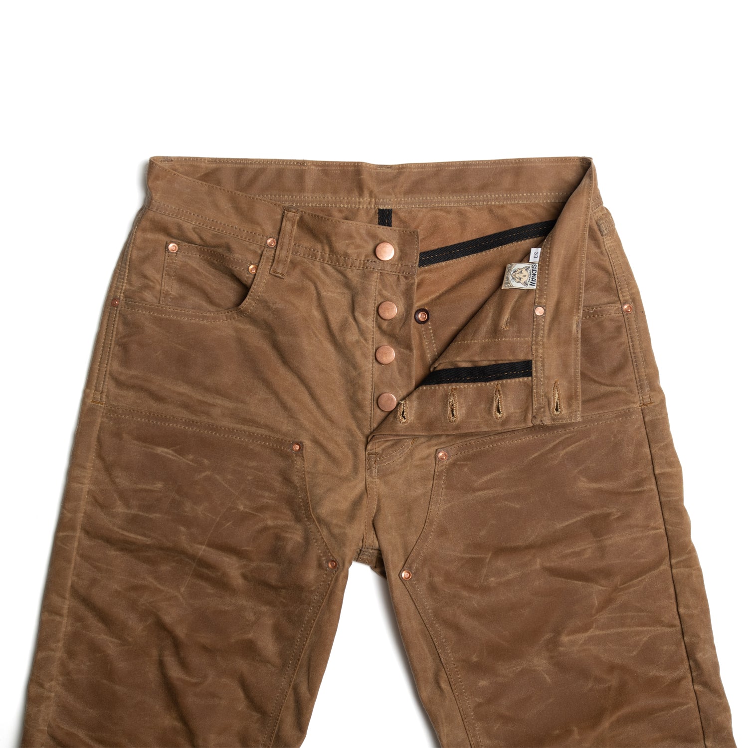 Brown Double Front Waxed Canvas Pant
