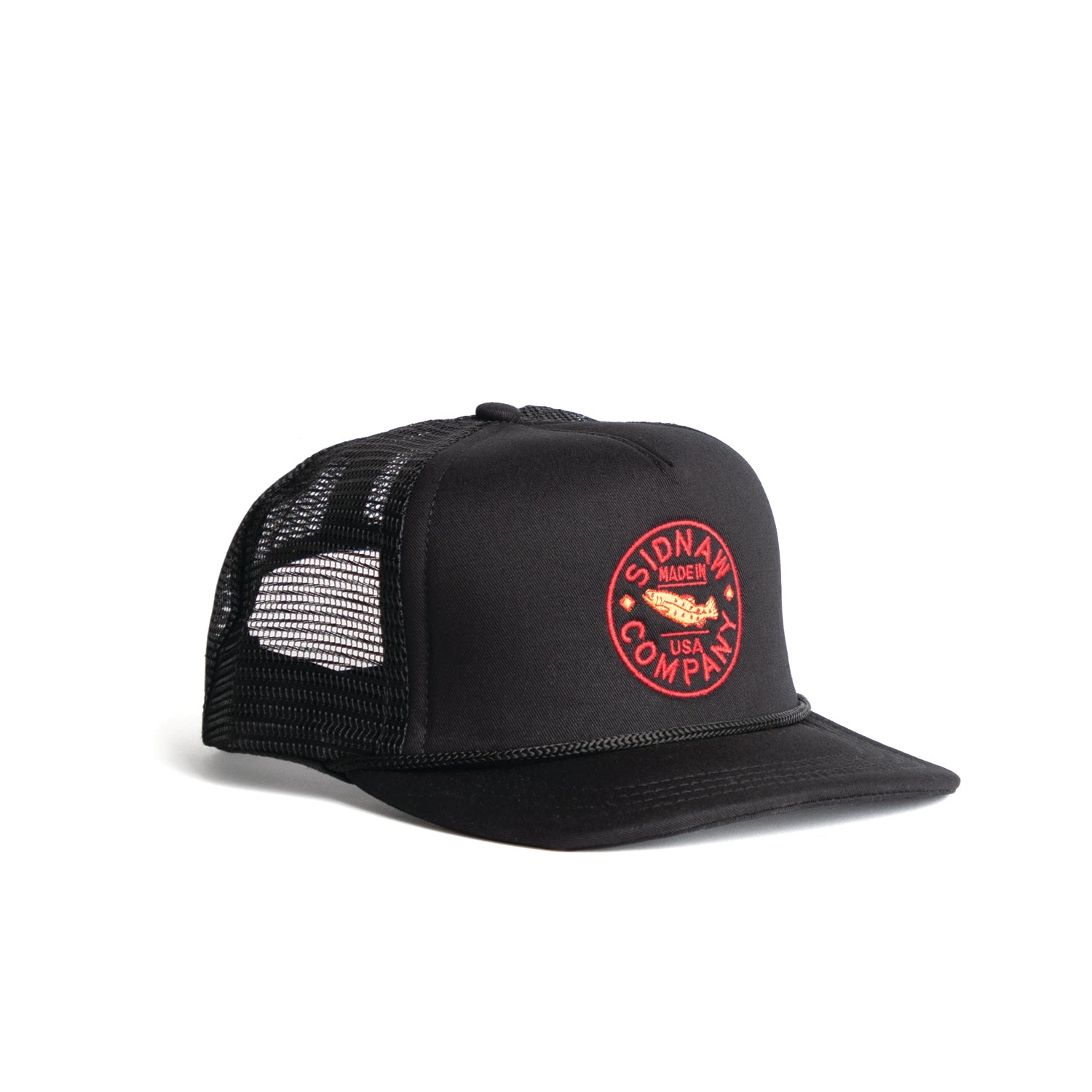 Embroidered Fish Twill Trucker Hat